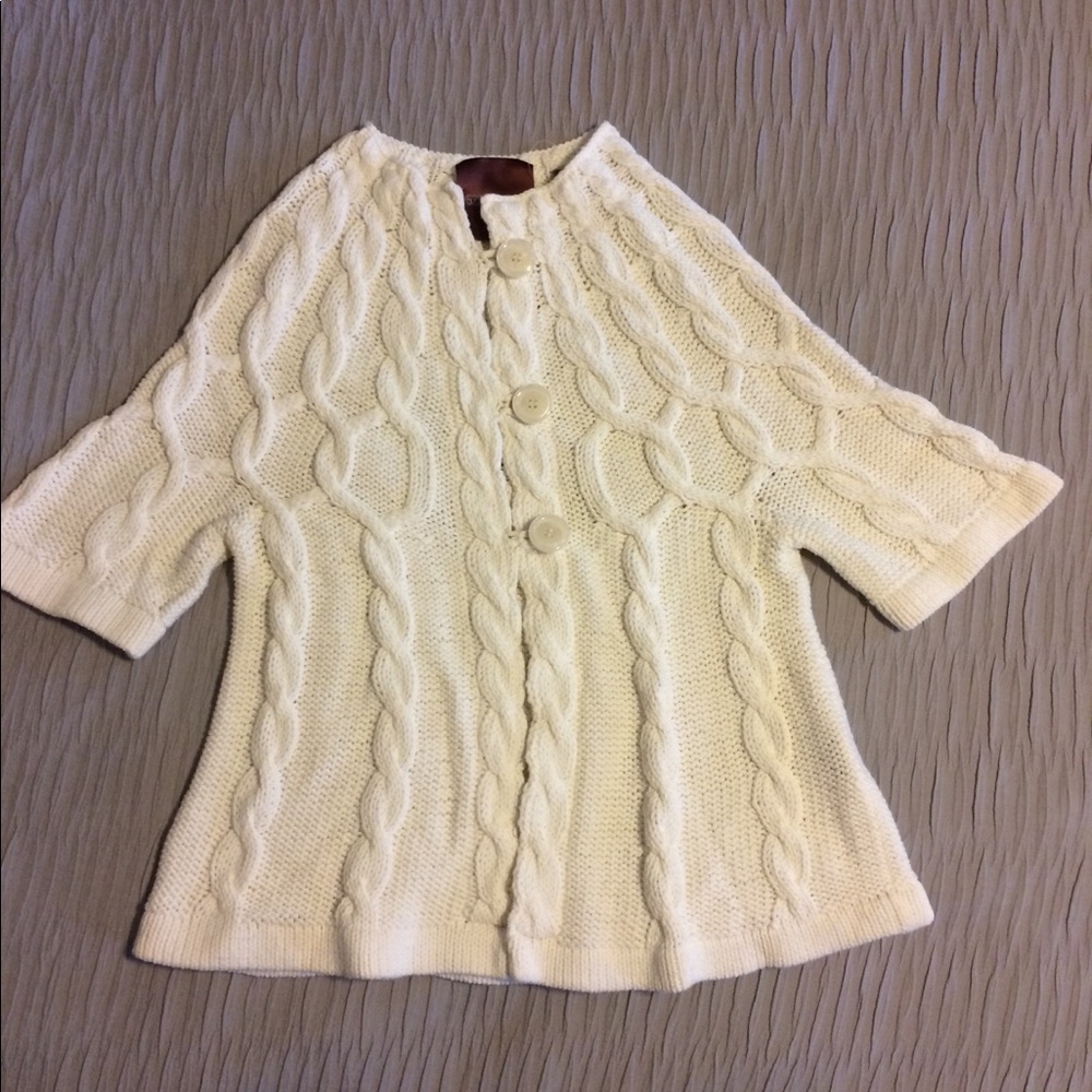 525 America Cable Knit Short-Sleeve Cardigan